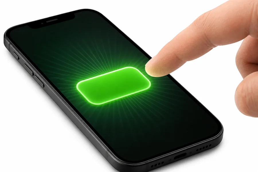 Finger over glowing claim bonus button on smartphone